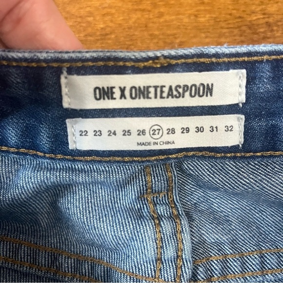 One Teaspoon Jeans Sz 27 Distressed Zip Ankle Low Rise Medium Wash Skinny Denim - Picture 9 of 11